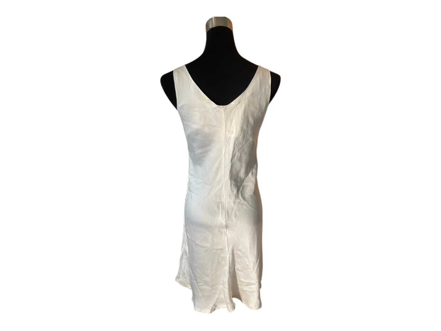 RARE Vintage 90s White Silk Mini Slip Dress image indicator(7)