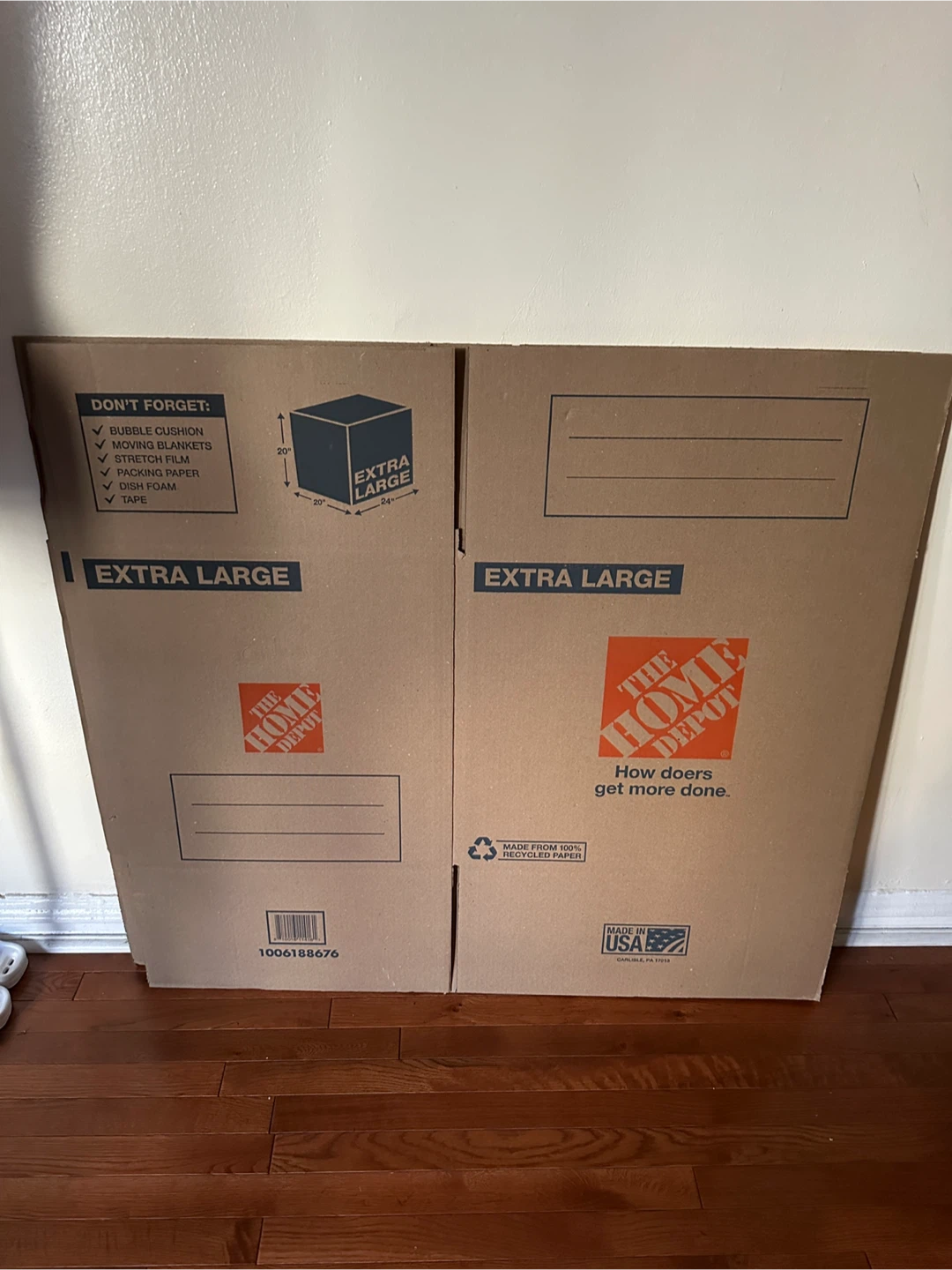 Home Depot Extra Large Moving Boxes - Two Boxes
