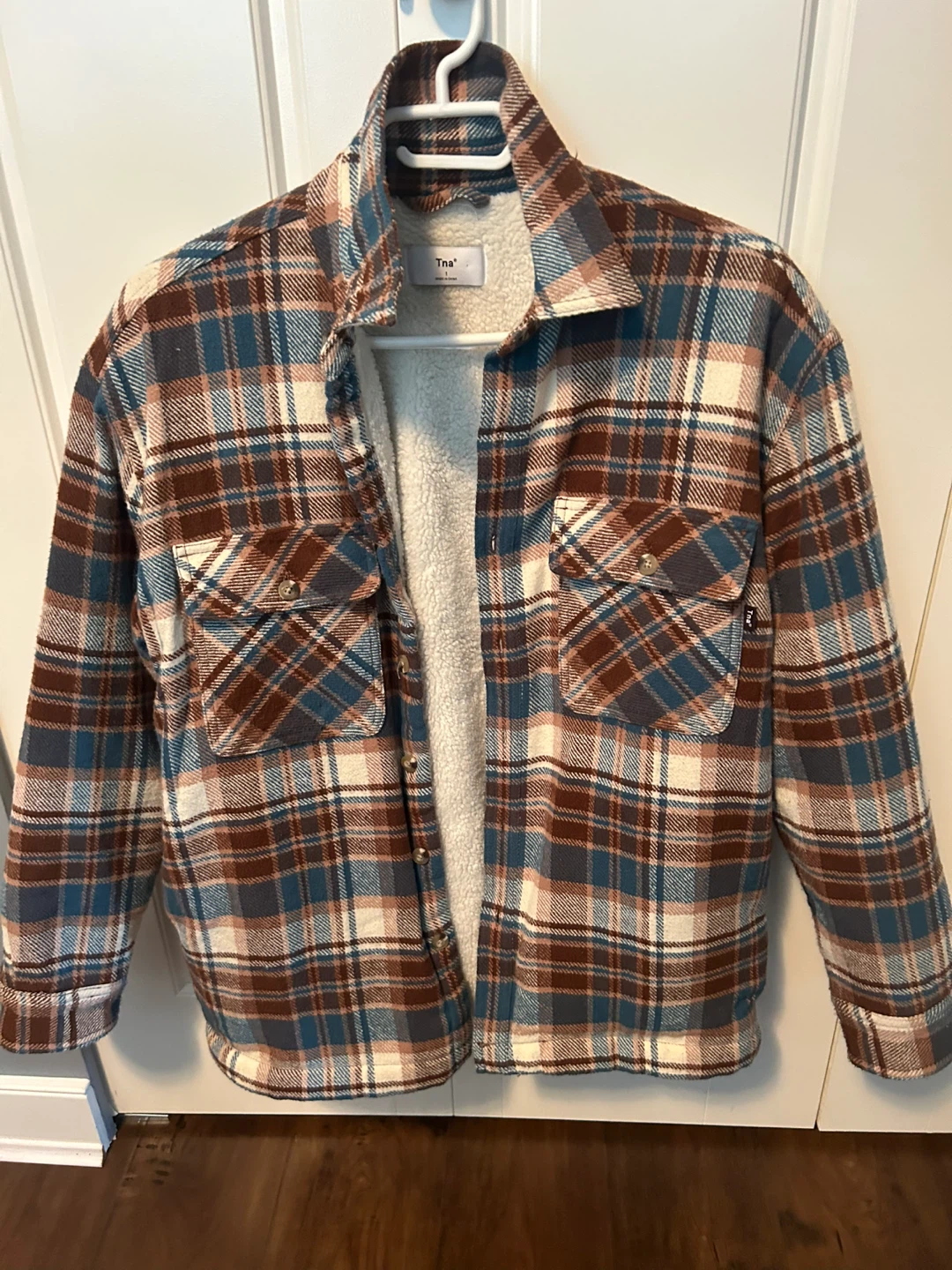 TNA Plaid Sherpa-Lined Flannel Shirt Jacket