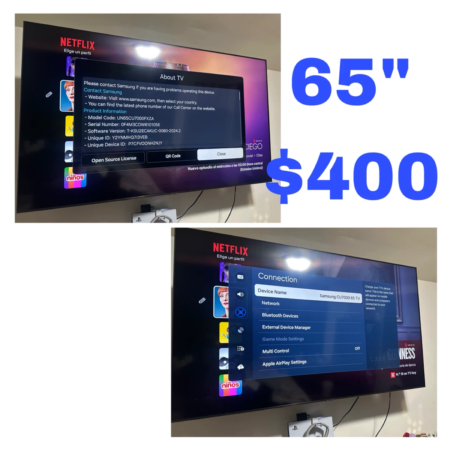 Samsung CU7000 65" TV