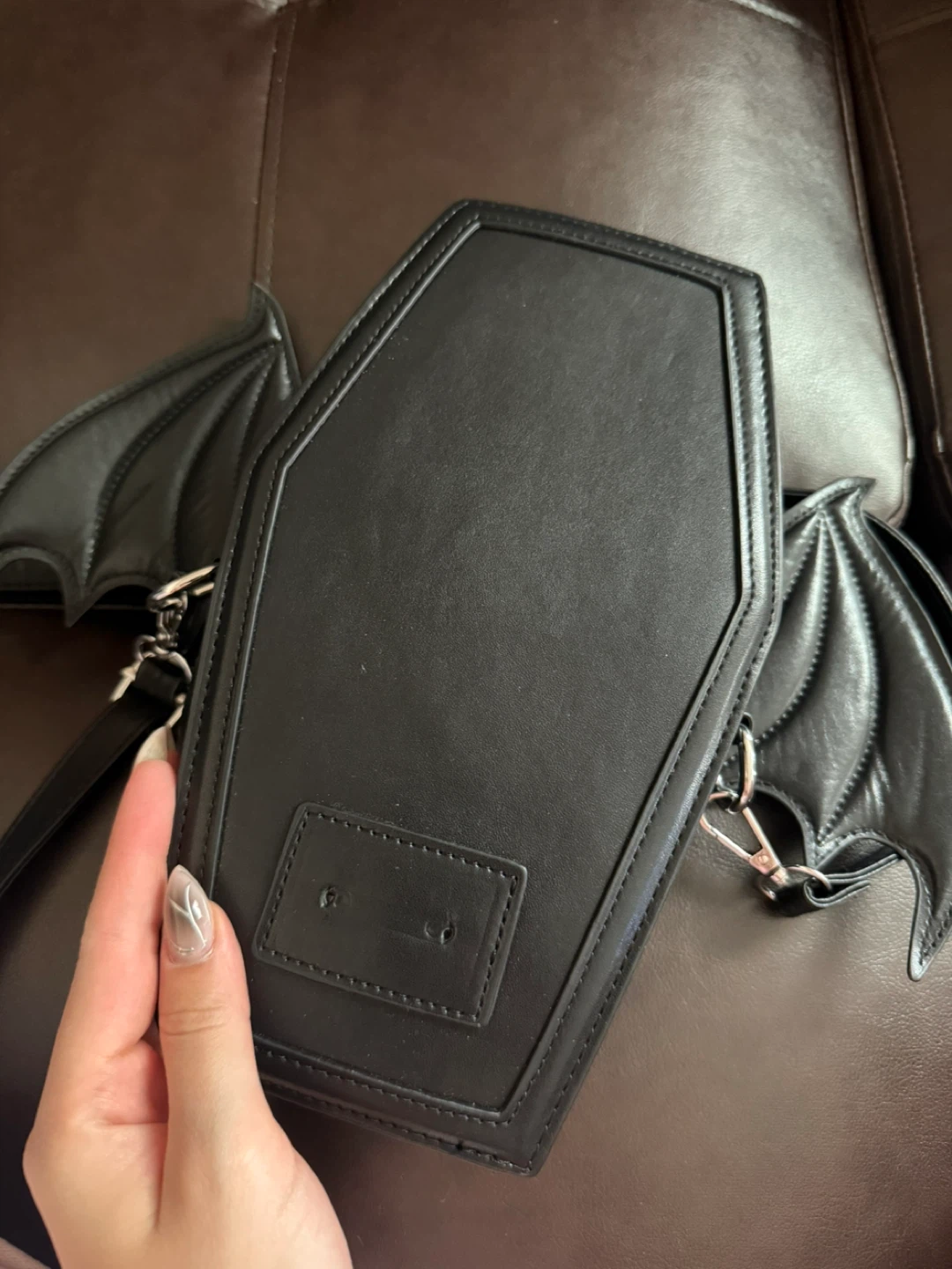 Coffin Shaped Backpack with Bat Wings - photo 4