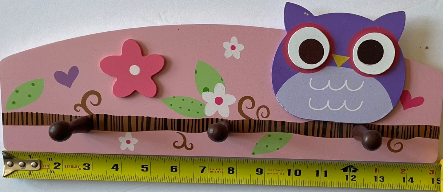Owl Wall Hook Rack PINK thumbnail