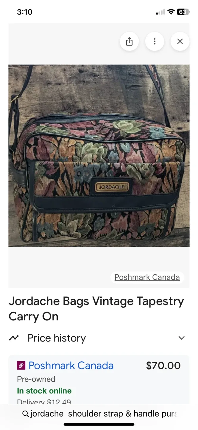 Jordache Vintage Tapestry Carry On Shoulder Bag image indicator(2)