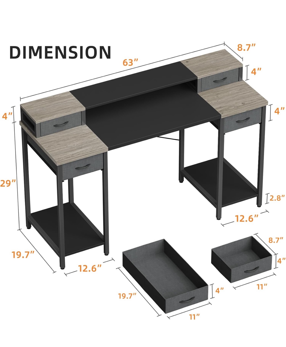 BNIB! Grey Computer Desk - photo 2