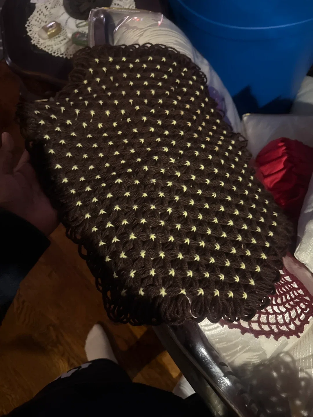 2 Handmade Brown & Cream Crochet table mat thumbnail