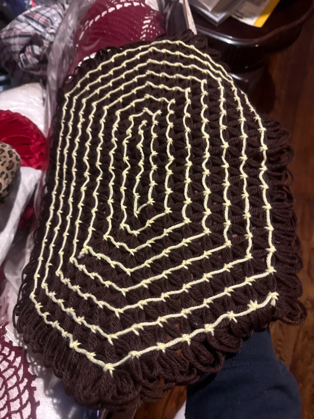 2 Handmade Brown & Cream Crochet table mat image indicator(2)