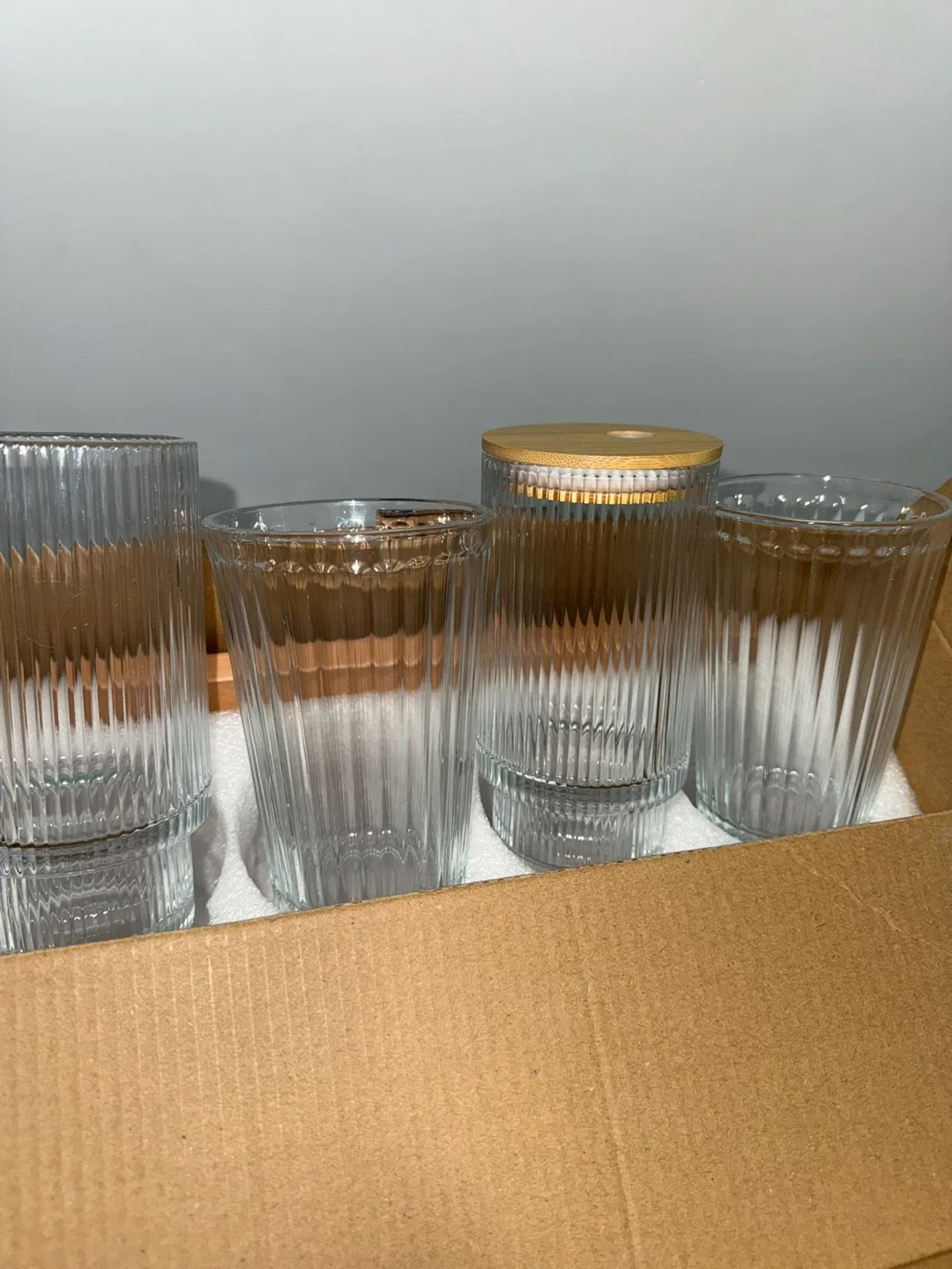 Hefbcomk Ribbed Glassware 16oz Set of 4 image indicator(2)
