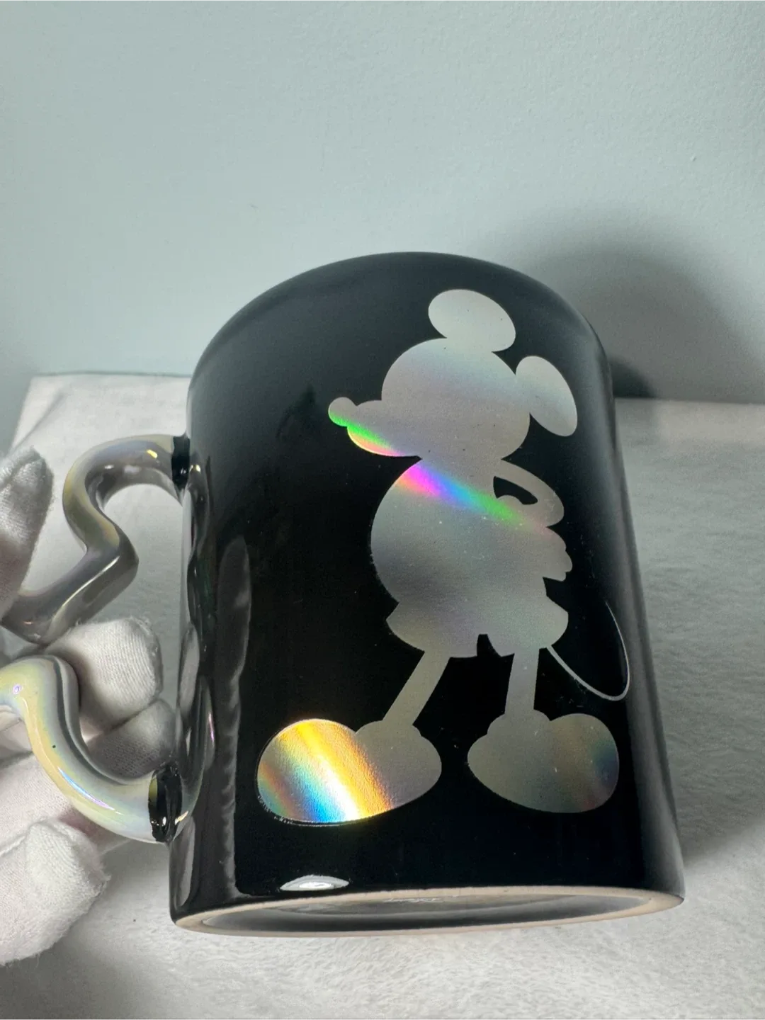 Disney Mickey Figural Handle Mug 💯 Anniversary Iridescent image indicator(8)