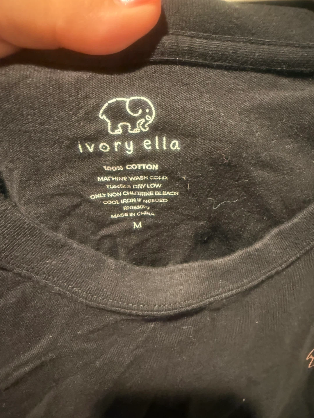 Ivory Ella Black Long Sleeve Shirt - Size M