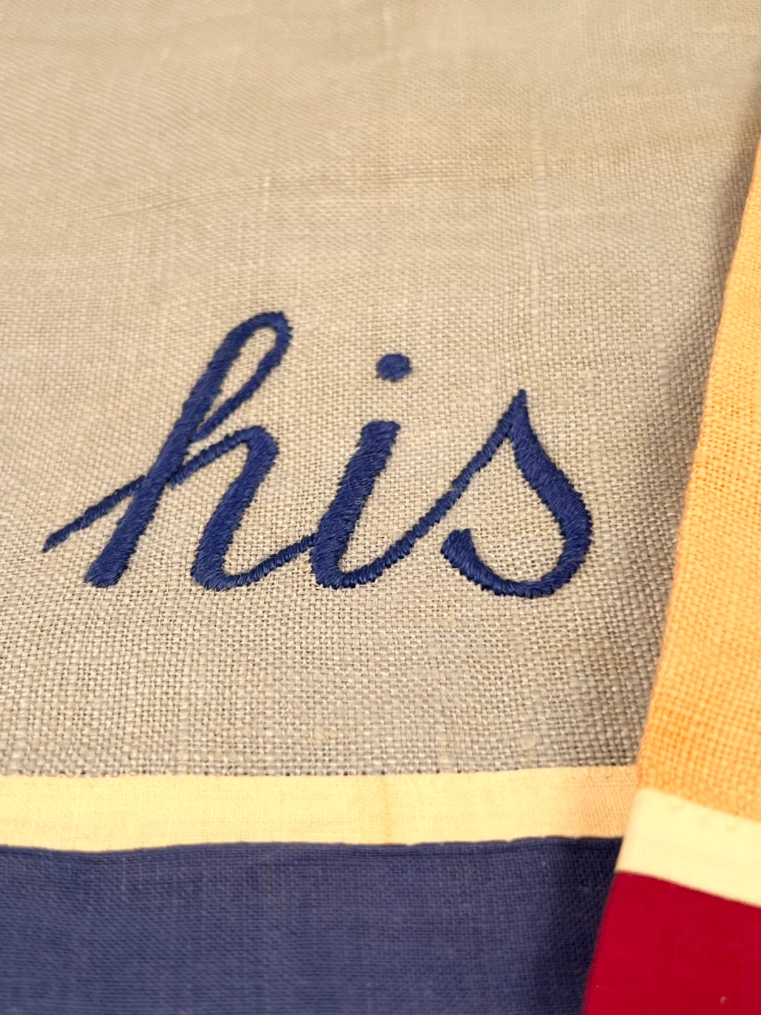 Vintage his and hers linen finger towels new condition - photo 3