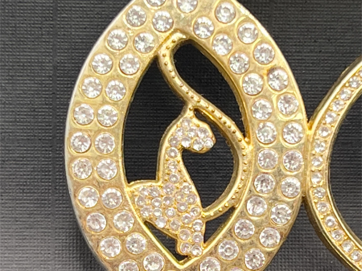 Gold Tone Rhinestone Cat Belt Buckle - photo 2