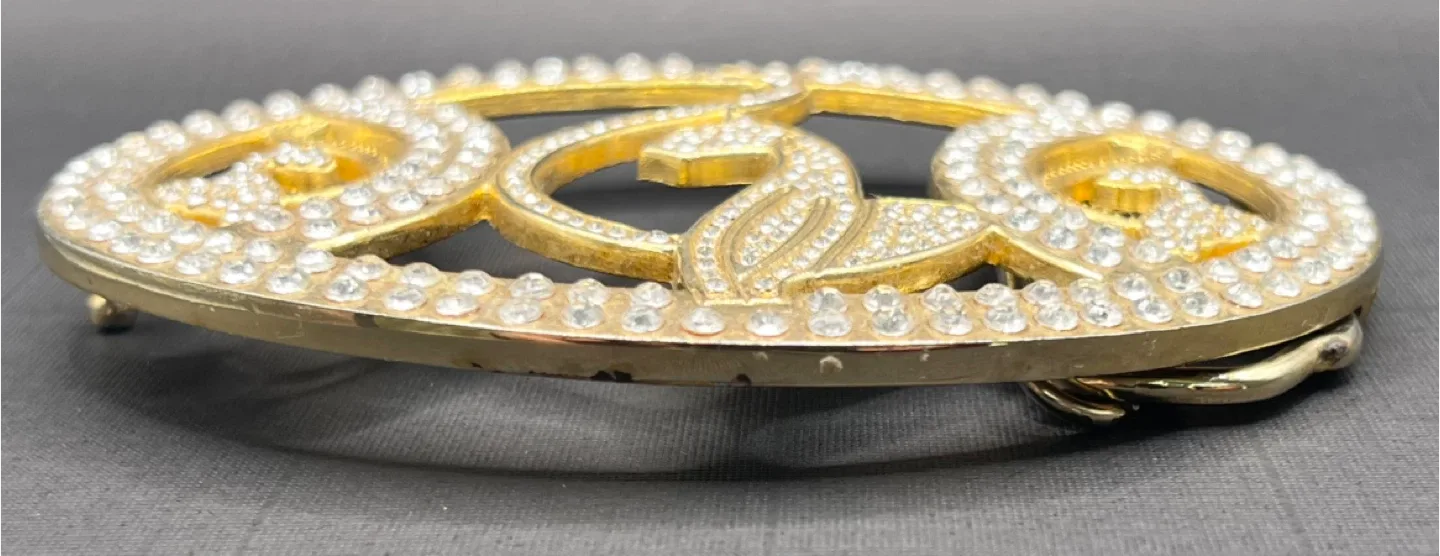 Gold Tone Rhinestone Cat Belt Buckle image indicator(8)