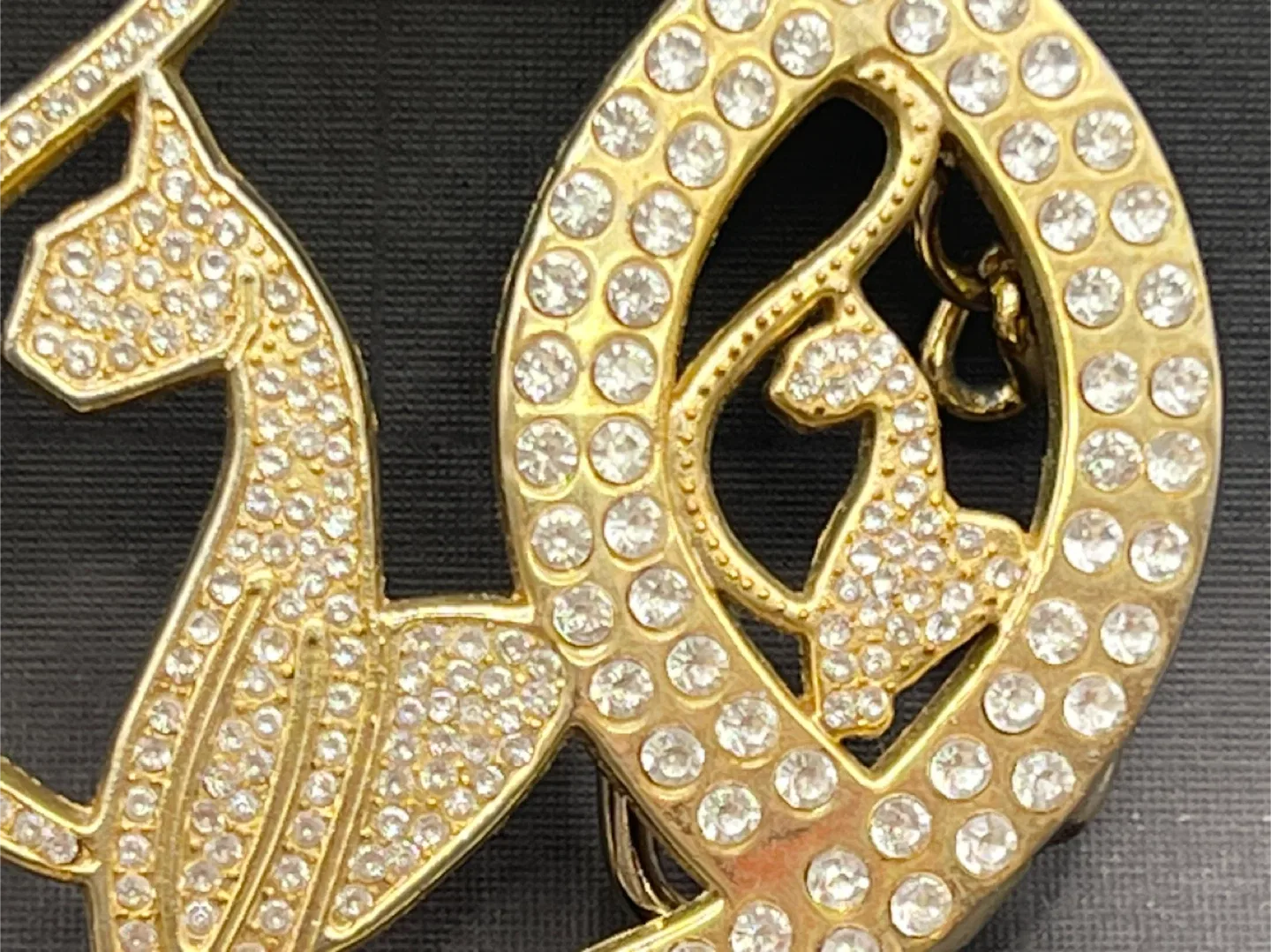 Gold Tone Rhinestone Cat Belt Buckle image indicator(9)