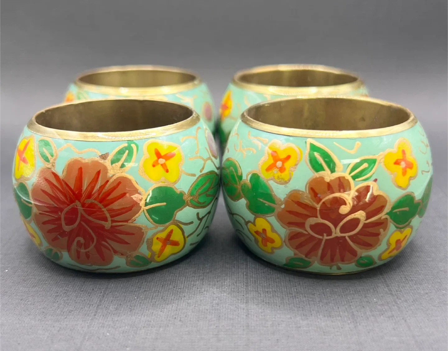 Vintage Pier 1 Floral Napkin Rings - Set of 4 image indicator(2)