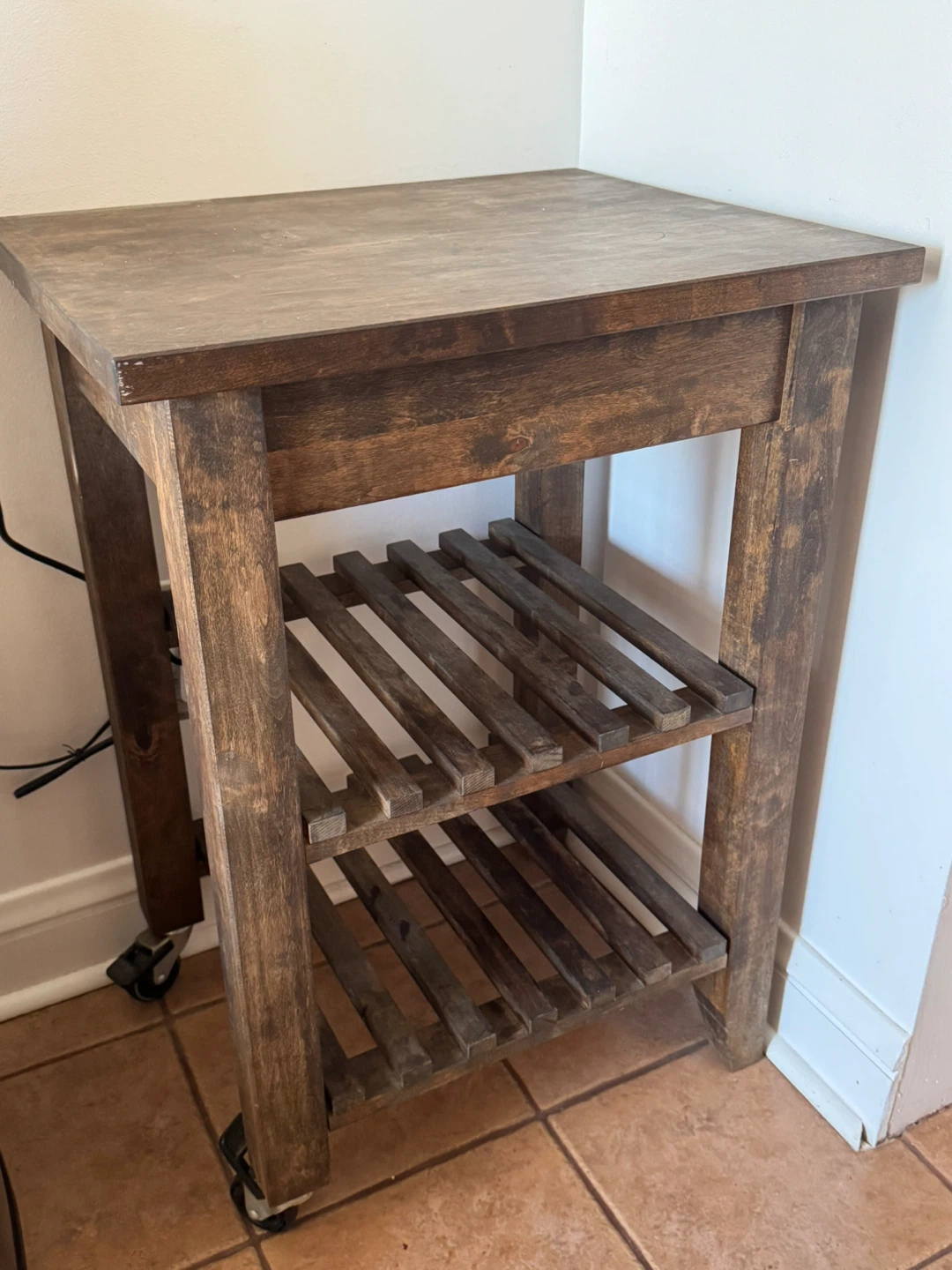 Wooden Kitchen Cart with Wheels