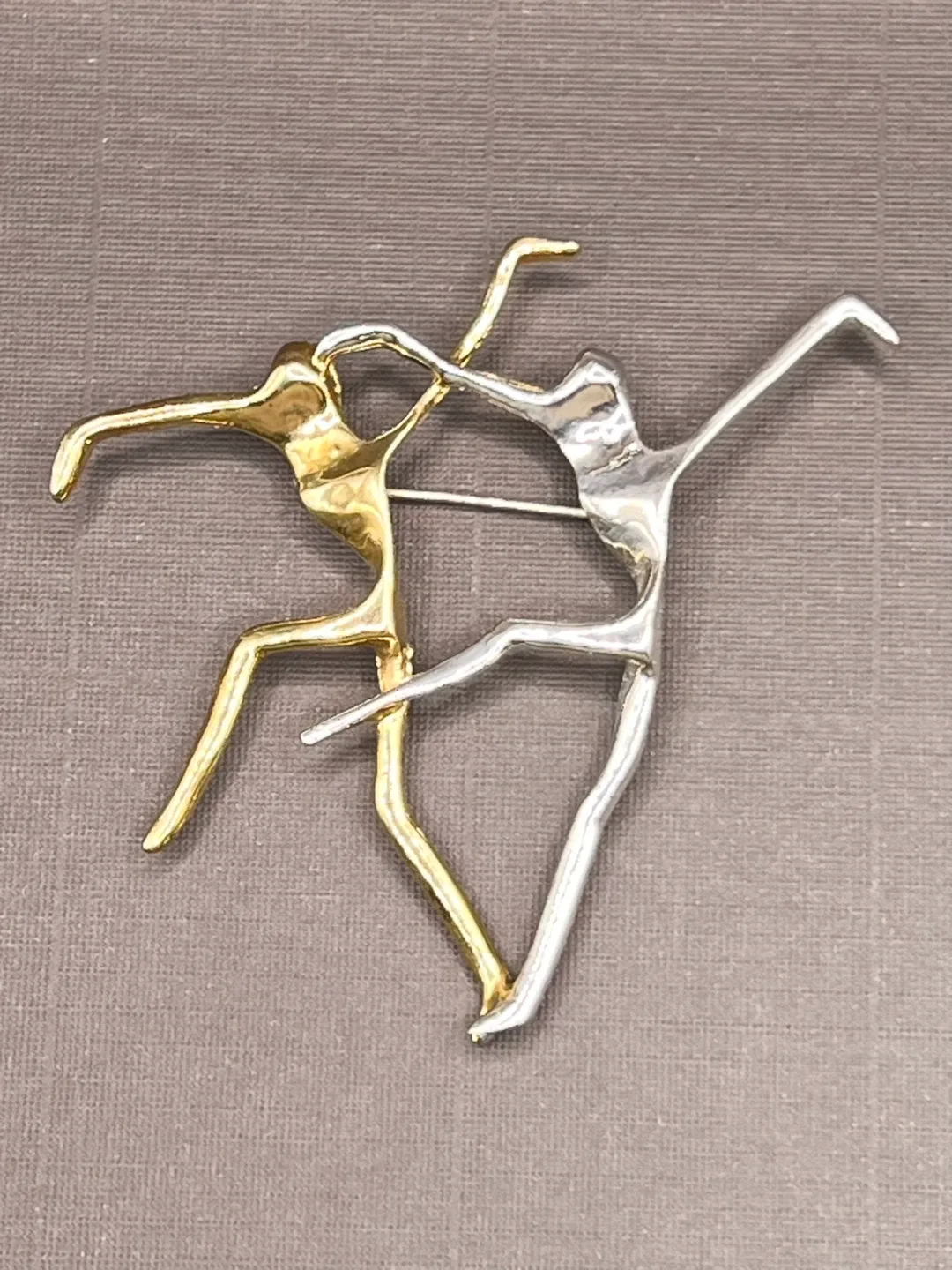 Dancing Figure Brooch - Gold & Silver Tone thumbnail