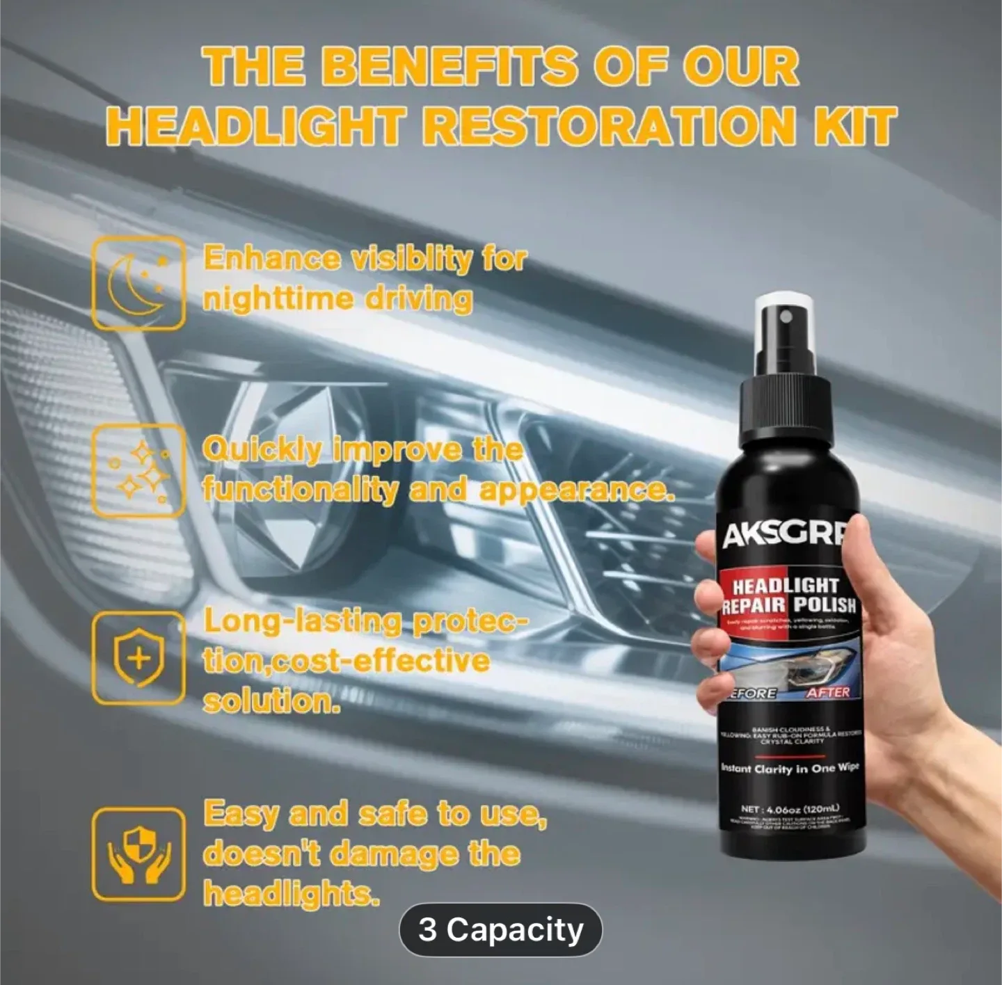 Professional-Grade Car Headlight Restorer with Nano image indicator(7)
