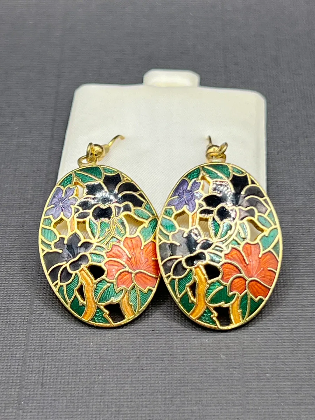 Vintage Floral Cloisonné Earrings image indicator(3)