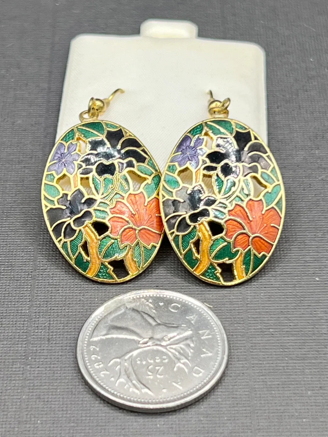 Vintage Floral Cloisonné Earrings image indicator(4)