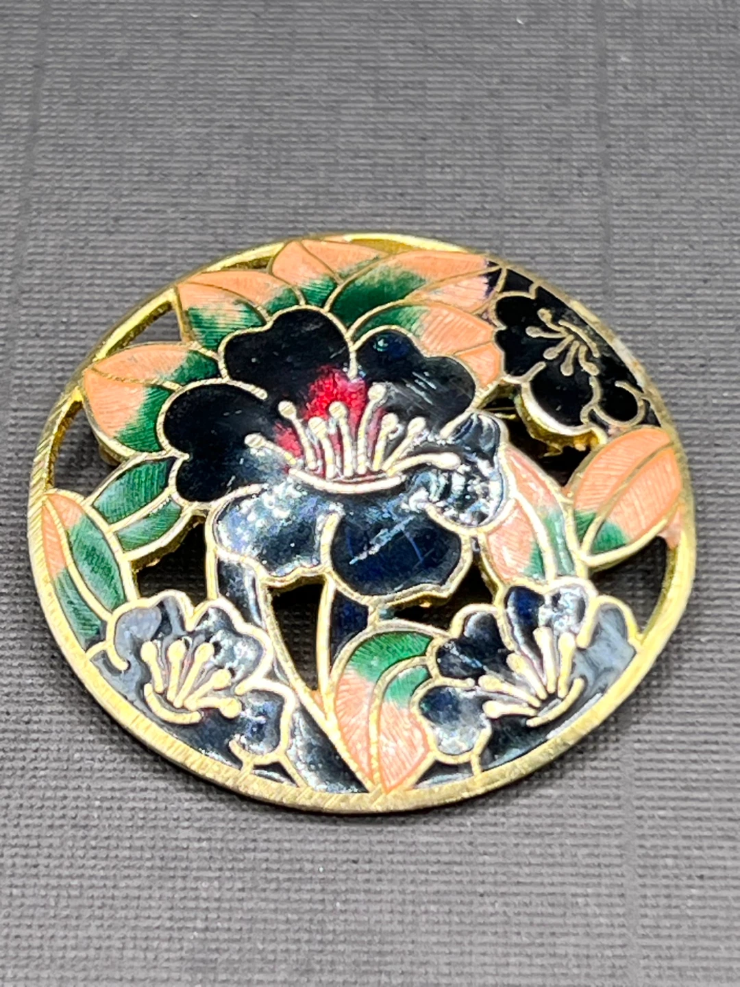 Vintage Floral Enamel Brooch