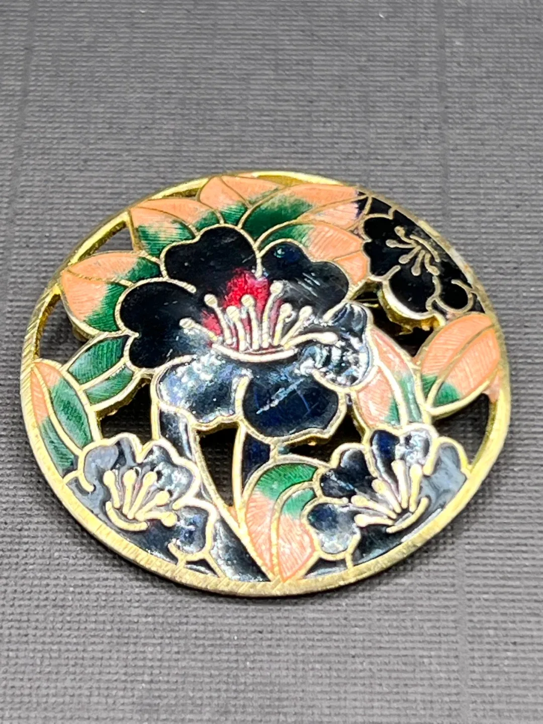 Vintage Floral Enamel Brooch thumbnail
