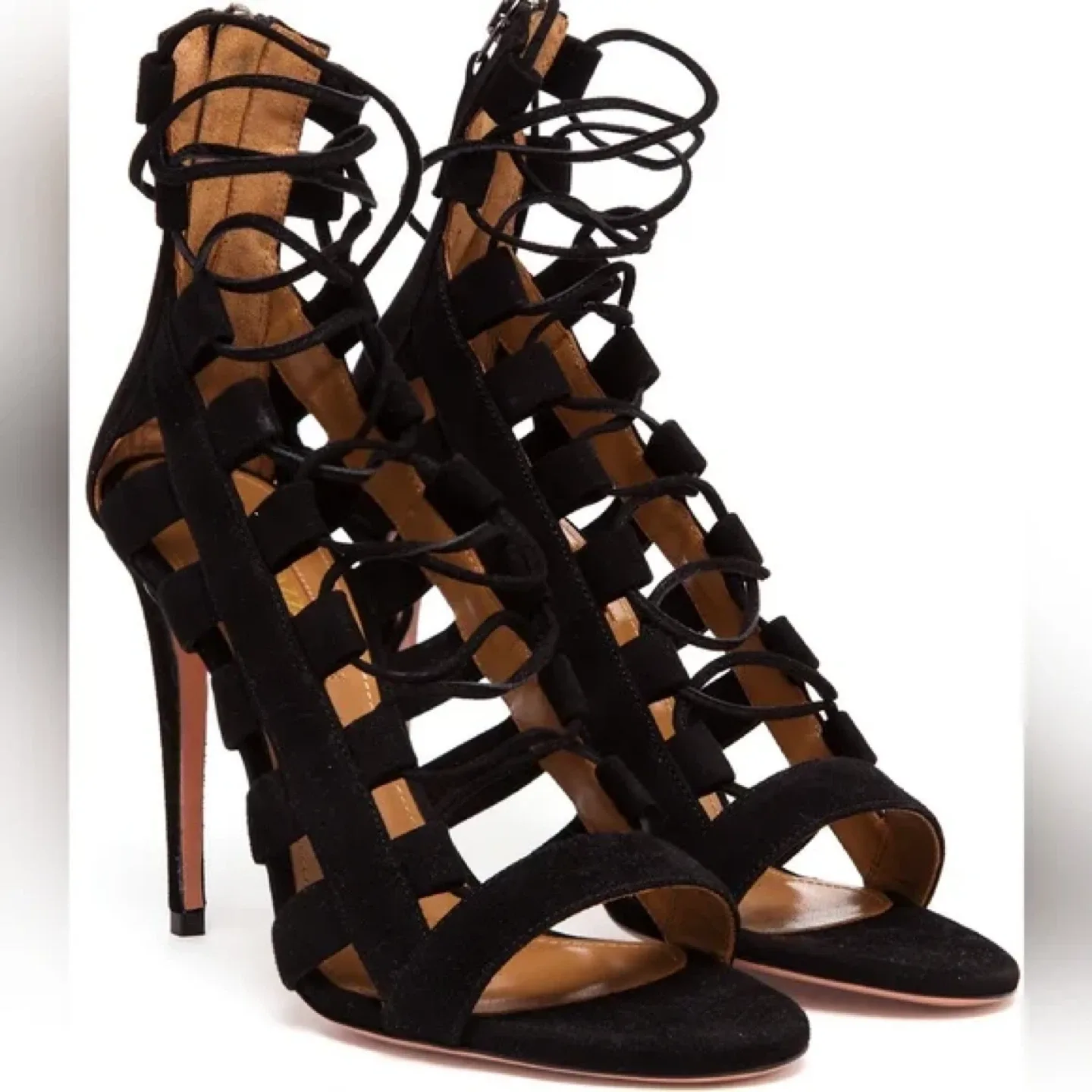 Black Lace Up Heels, Size 7 NEW thumbnail