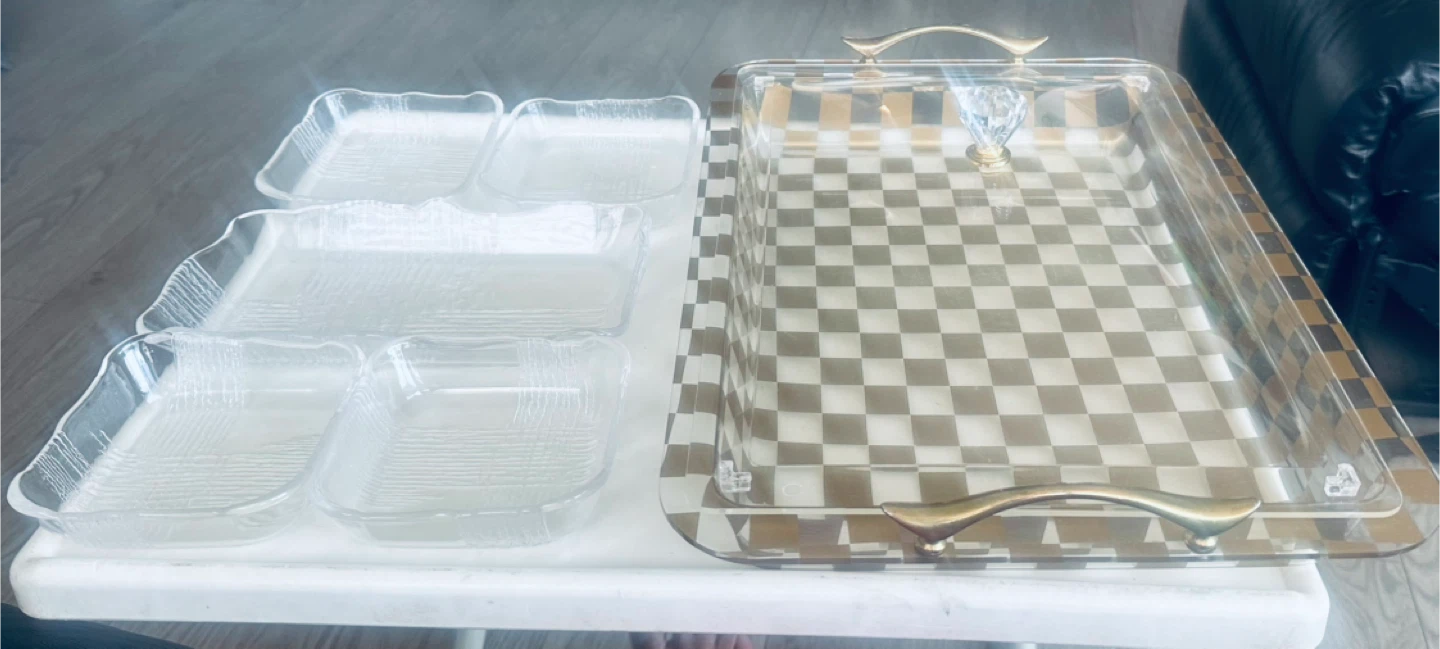 Decorative Serving Trays - Checkered and Glass