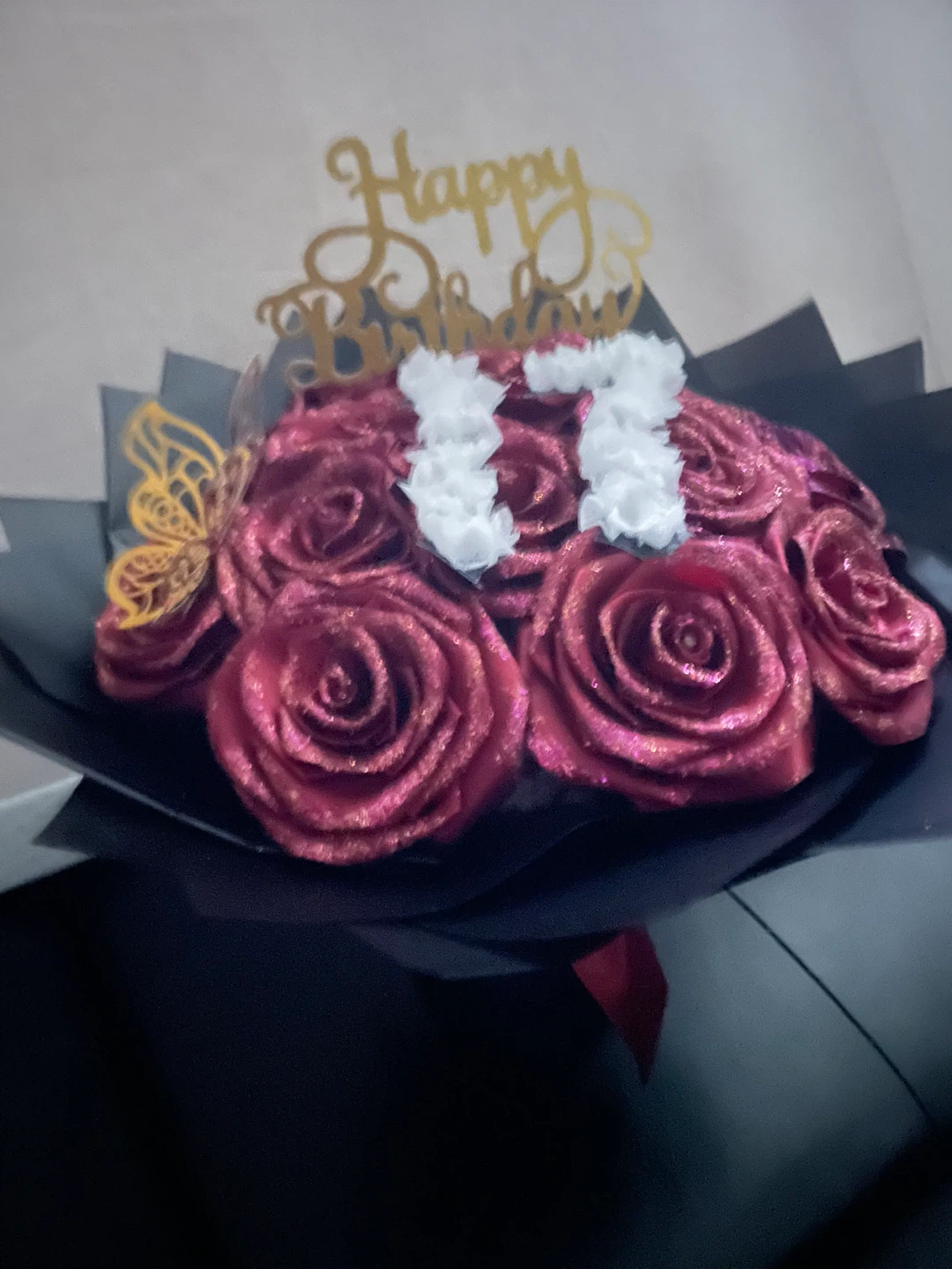 Fake glitter roses