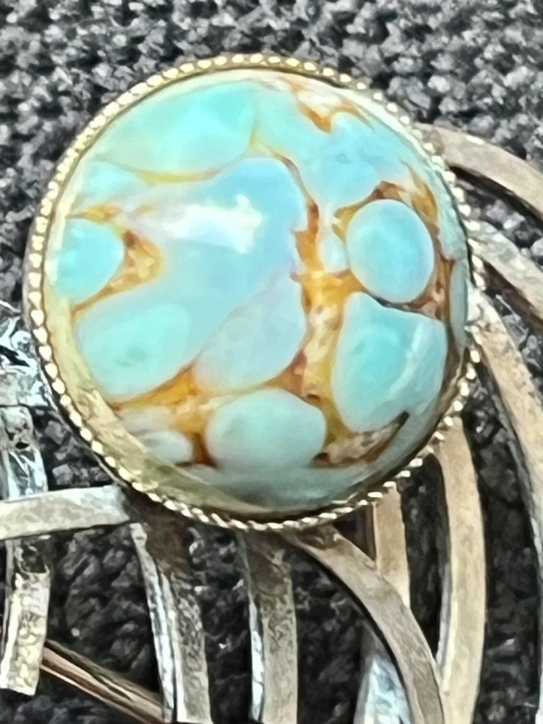 Vintage Sterling  Brooch with Blue Stone MCM image indicator(3)