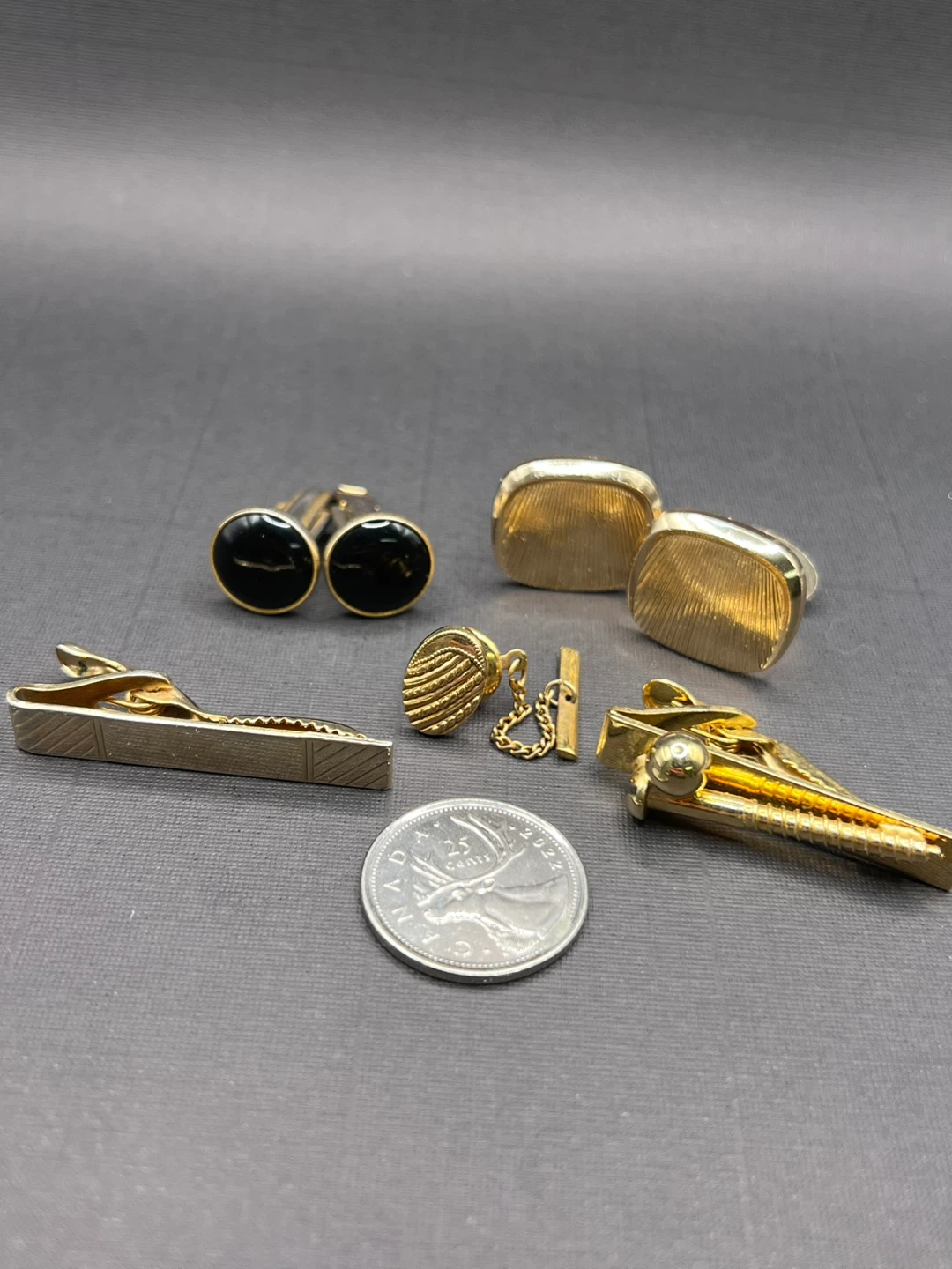 Vintage Cufflink and Tie Clip Set