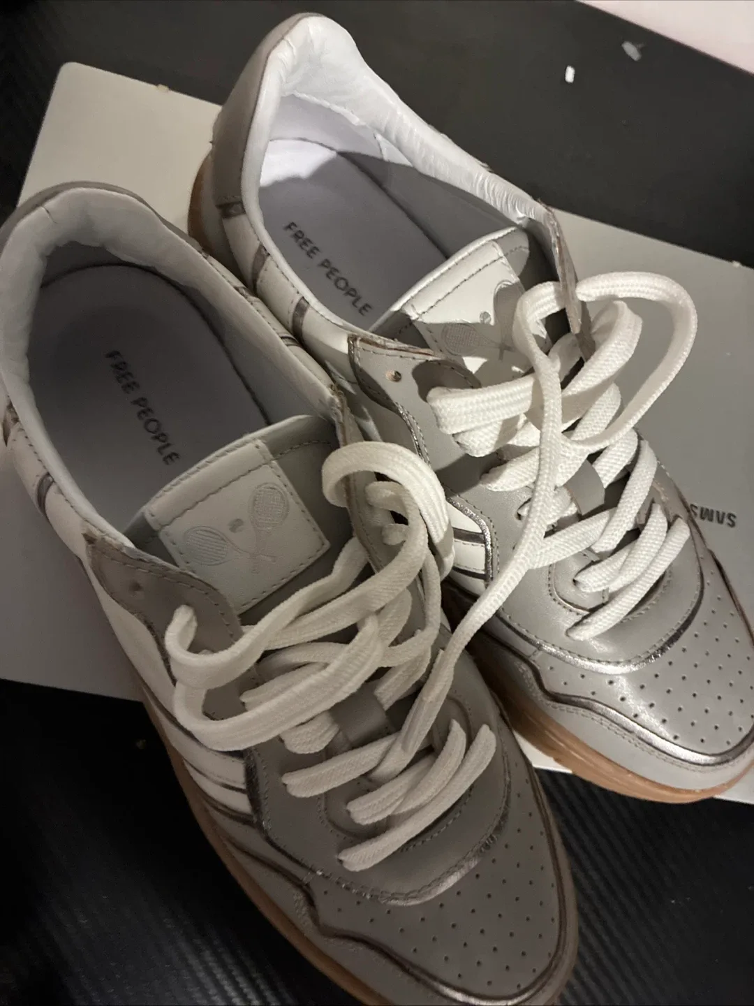 Free People Grey & White Sneakers - Size 9 image indicator(3)