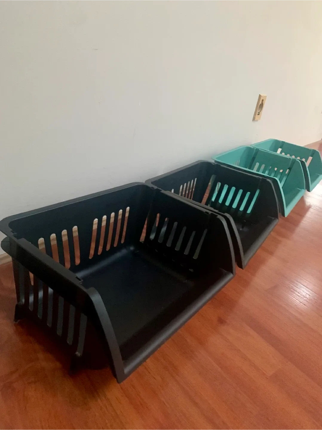 Stackable Storage Bins - Black & Green thumbnail