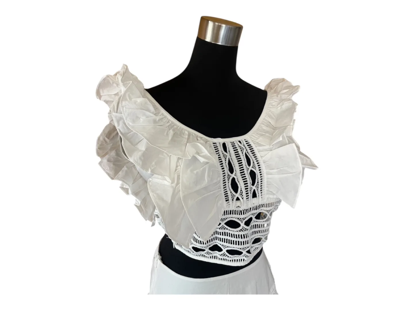 NWT Crochet Embroidered Cotton Crop Top Skirt Set image indicator(7)