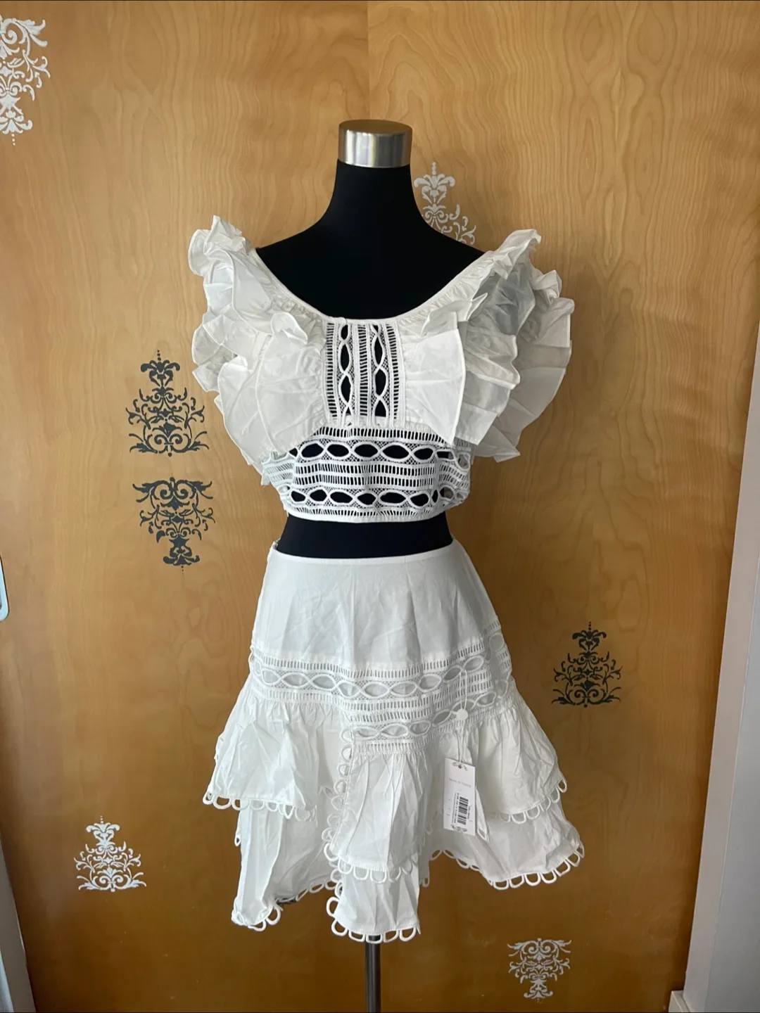 NWT Crochet Embroidered Cotton Crop Top Skirt Set image indicator(10)