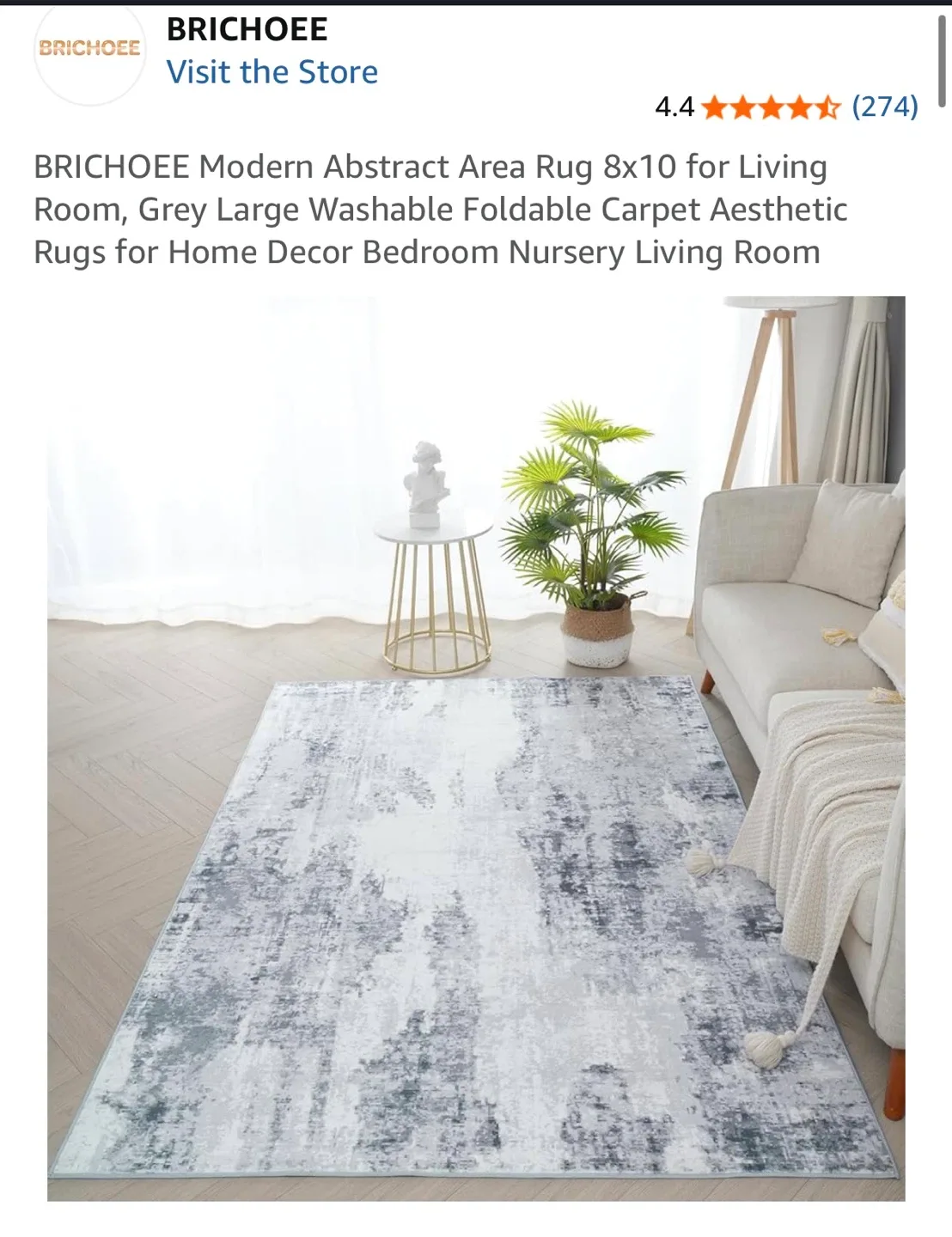 New BRICHOEE Modern Area Rug 9x12 feet ( 2.74 x 3.65 m) grey
