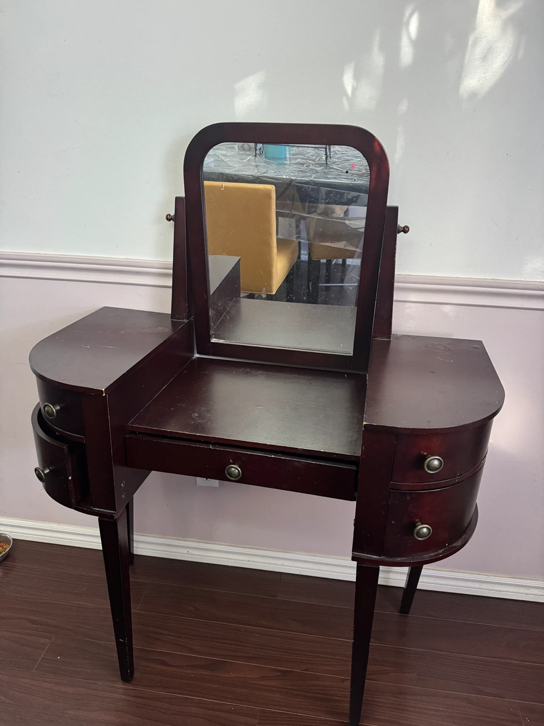 Vanity Table with Mirror - Dark Wood - photo 2