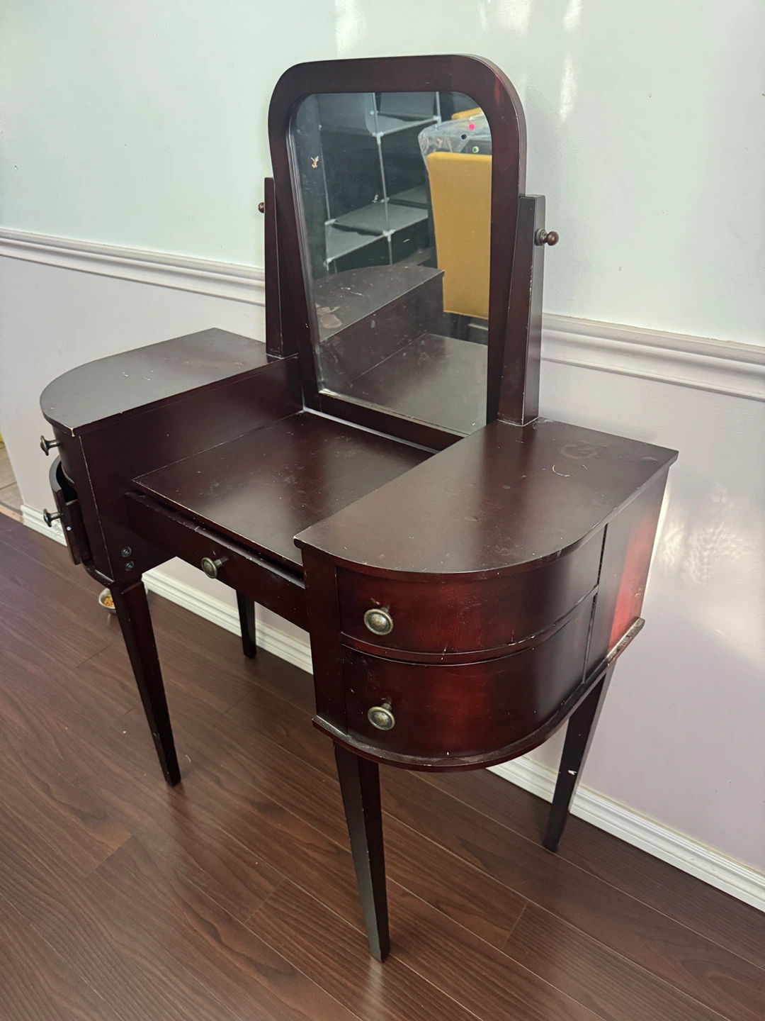 Vanity Table with Mirror - Dark Wood - photo 3