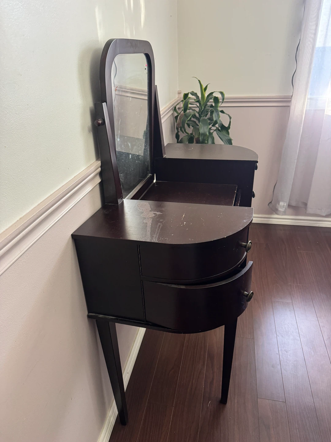 Vanity Table with Mirror - Dark Wood - photo 4