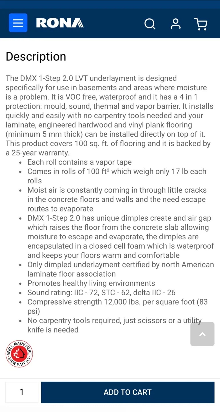 Floor Underlayment 18’8”x 42.5” (66 sqft) image indicator(4)