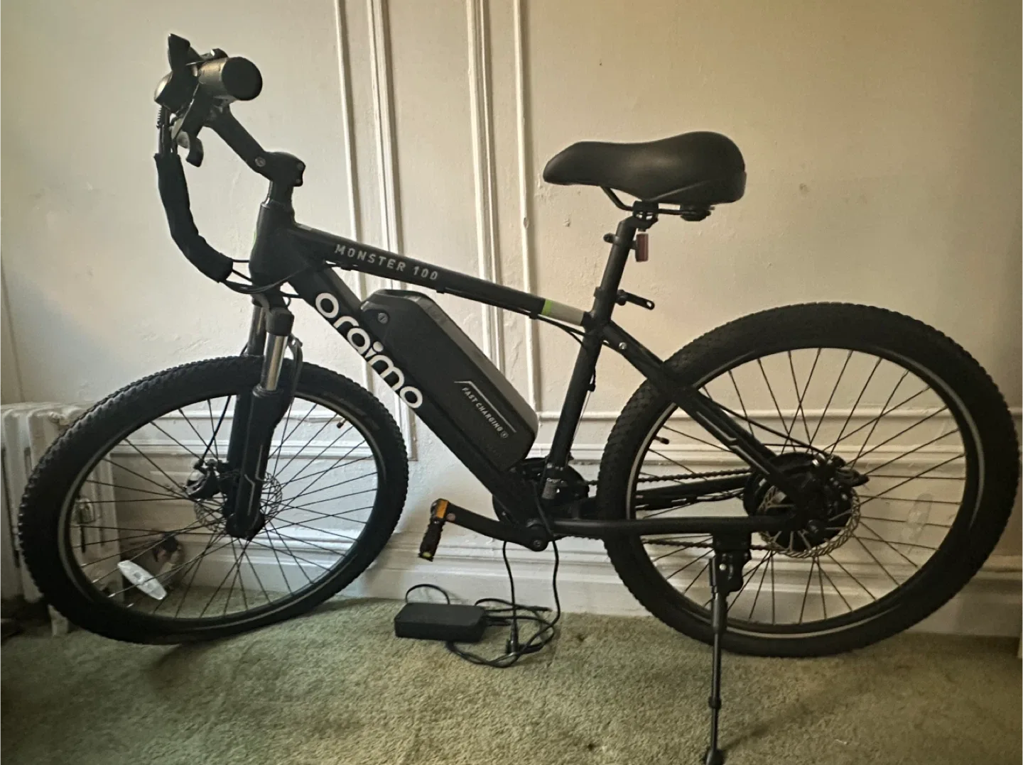 Black electric bike 36v Oraimo Monster 100 LCD Mountain Lithium