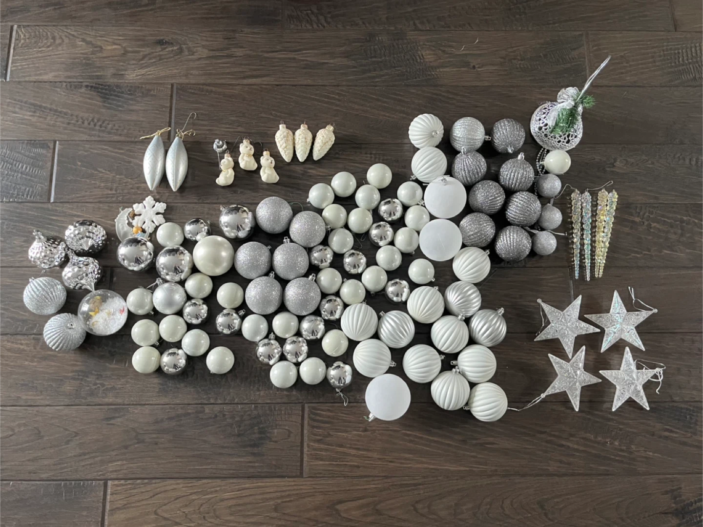 Silver & white Christmas ornaments