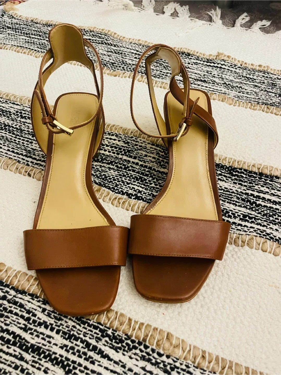 Michael Kors Brown Leather Heeled Sandals - Size 7