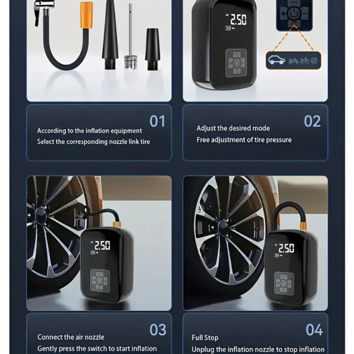 Portable Digital Tire Inflator - New image indicator(10)