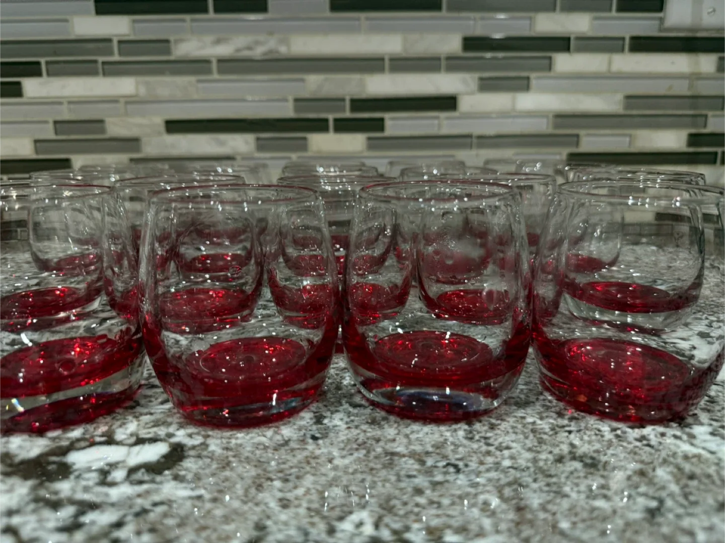 Set of 18 Red Bottom Glasses image indicator(3)