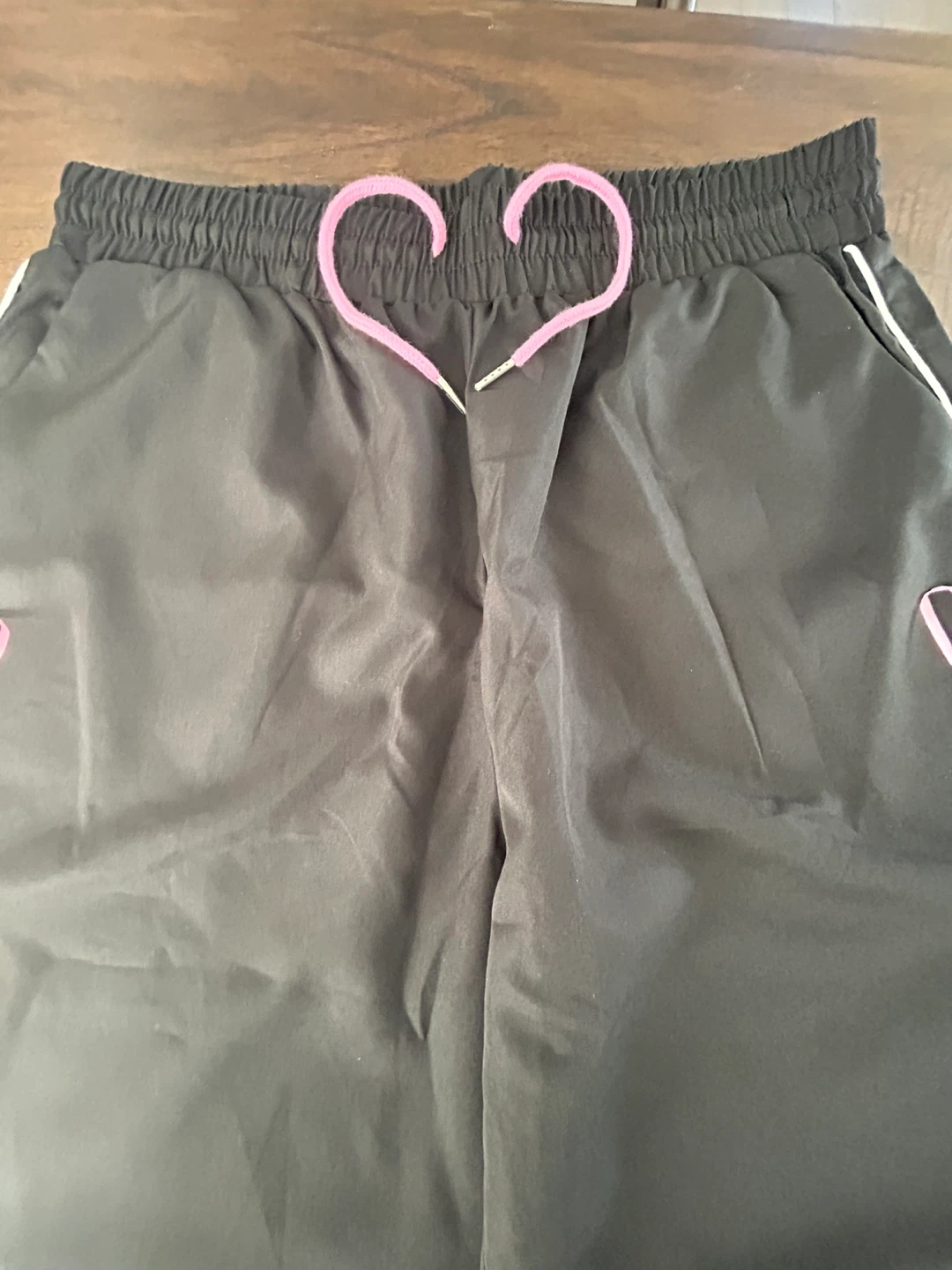 Black Wide Leg Pants with Pink Ribbon Detail - photo 2
