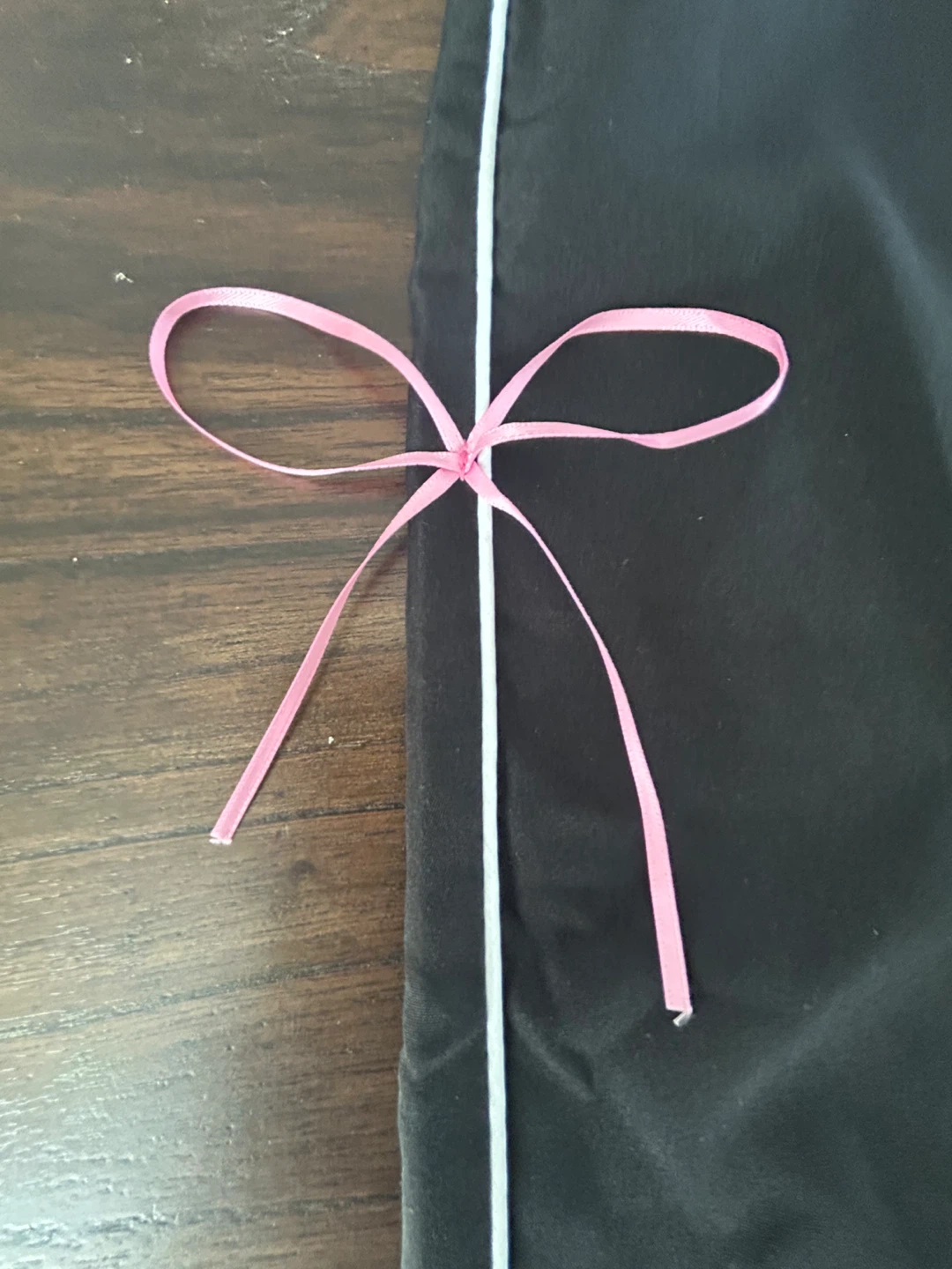 Black Wide Leg Pants with Pink Ribbon Detail - photo 3
