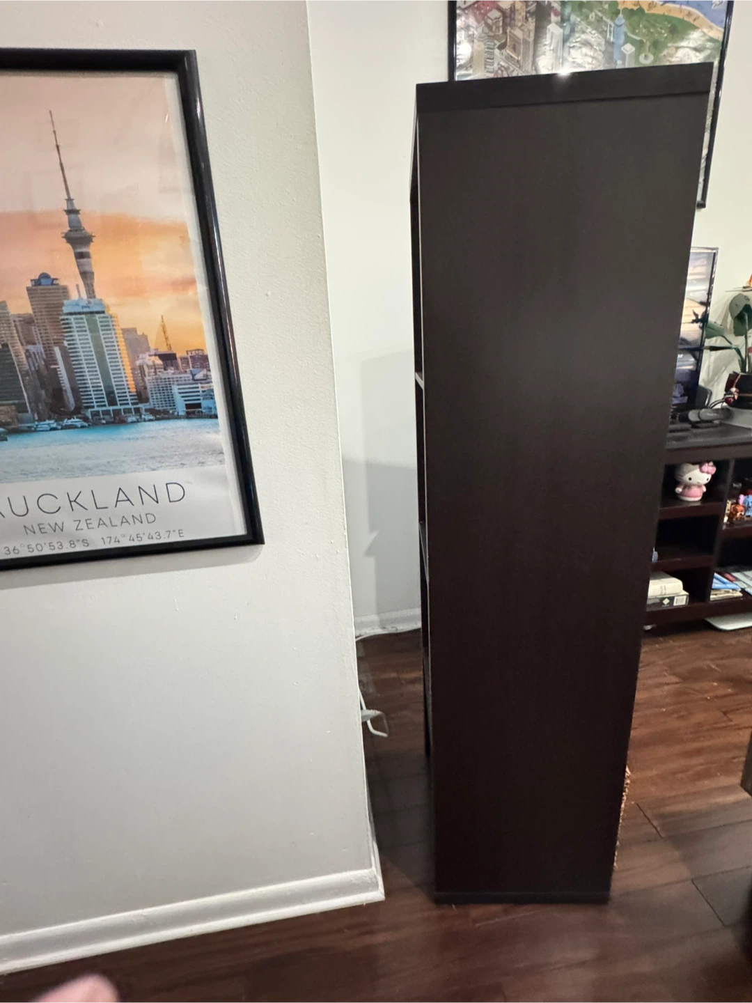 Dark Brown 4-Shelf Bookcase with basket - photo 2