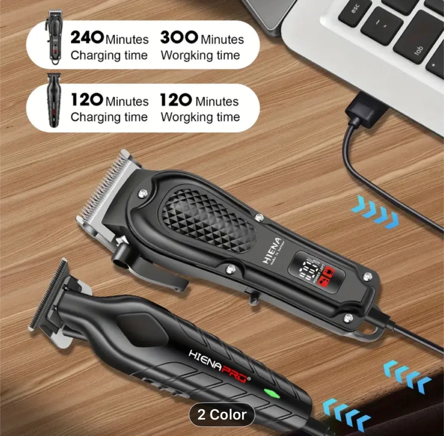 HIENA 2pcs/ 1pc Men's Hair Clipper Set image indicator(6)