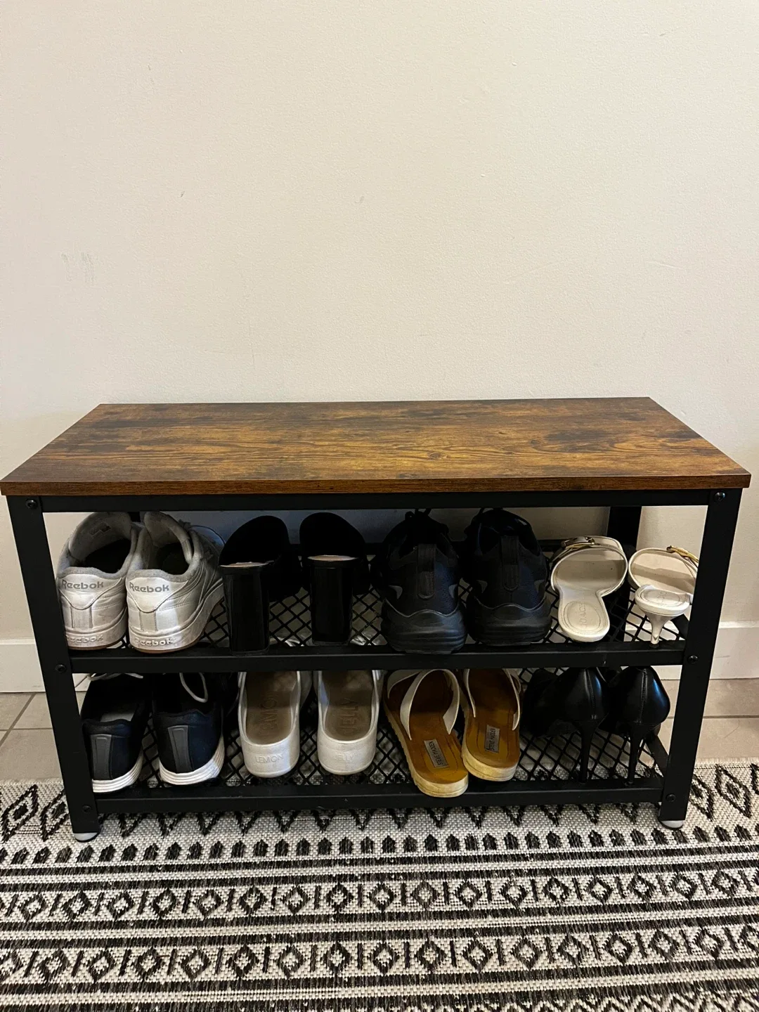 Shoe Rack Bench - Metal and Wood