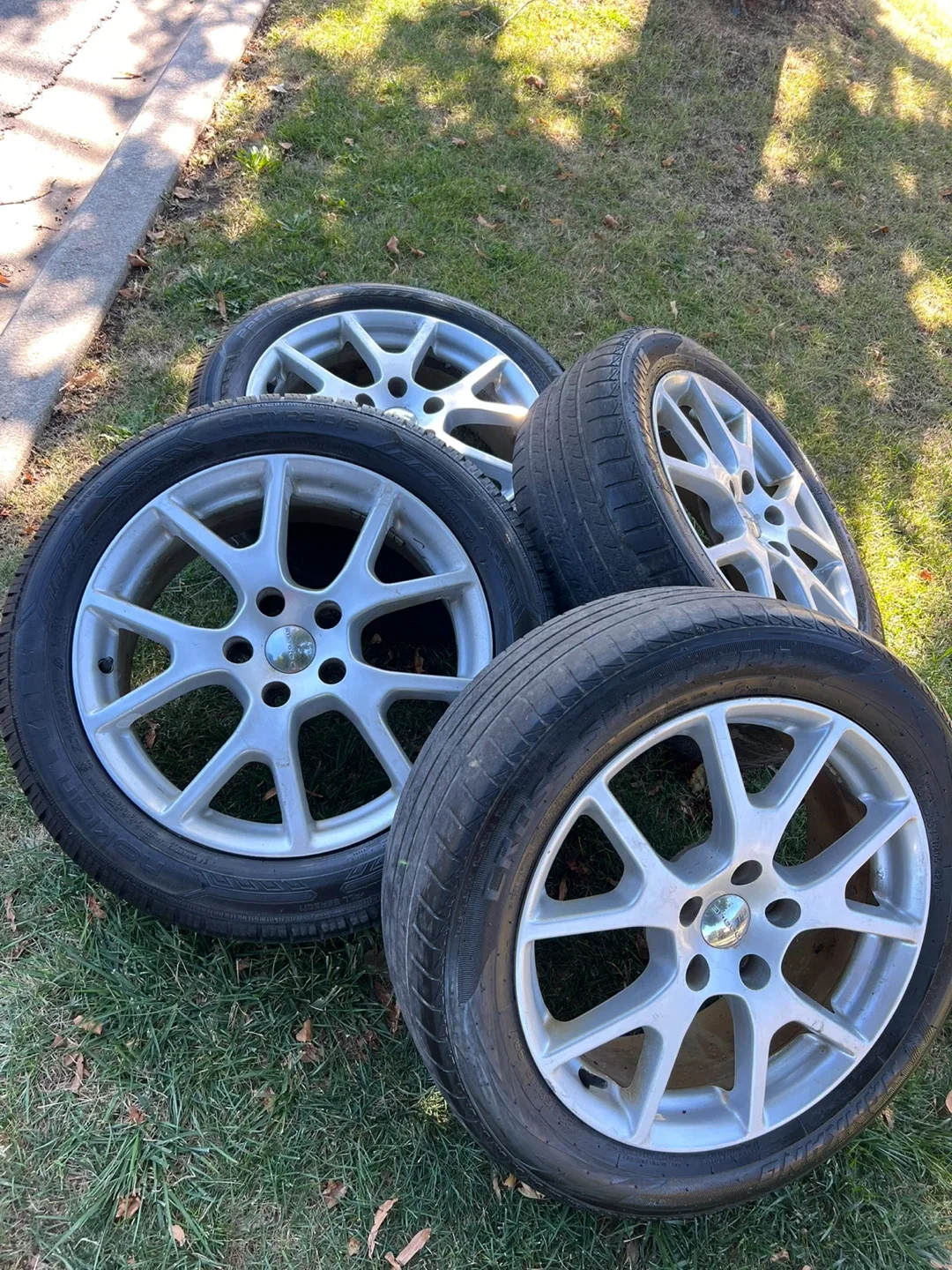 Set of 4 Silver Car Rims & Tires thumbnail